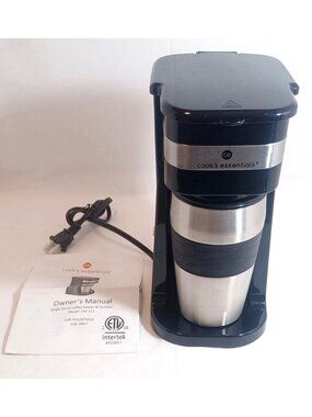Cook's Essentials Single Serve Coffee Maker & Tumbler Reusable Mesh Filter NEW